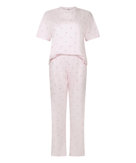 Pyjama Set Katoen Print, Roze