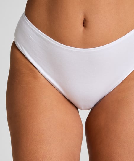 Culotte br&eacute;silienne jambe haute coton, Blanc