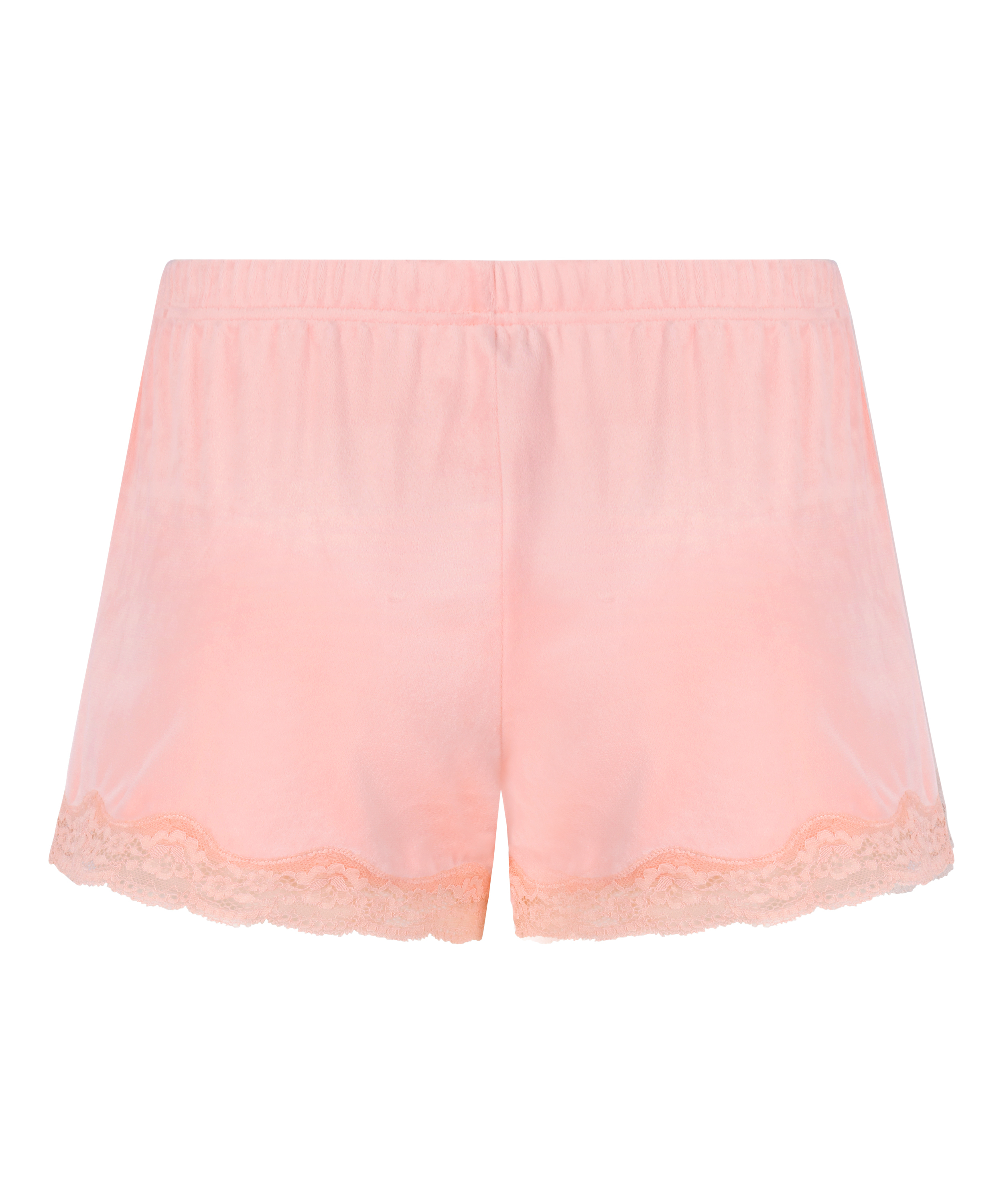 Short en velours &agrave; dentelle, Rose, main