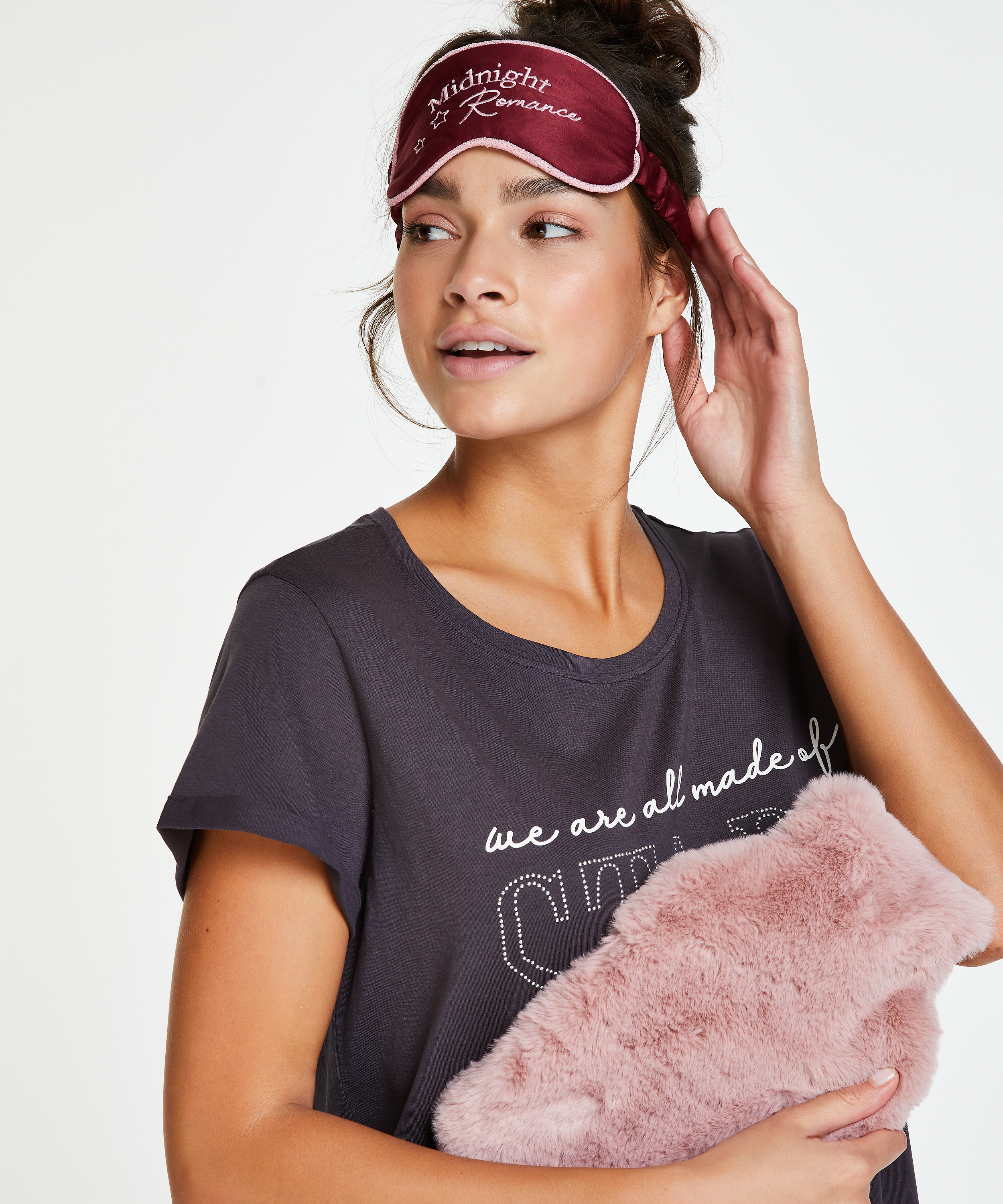 Bouillotte et masque pour les yeux, Rose, main