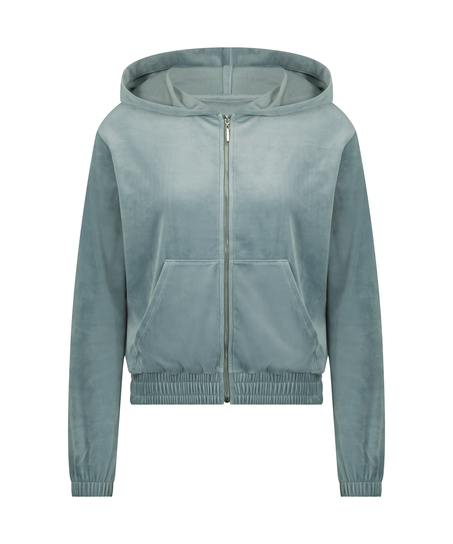 Hoodie jas Velours, Blauw
