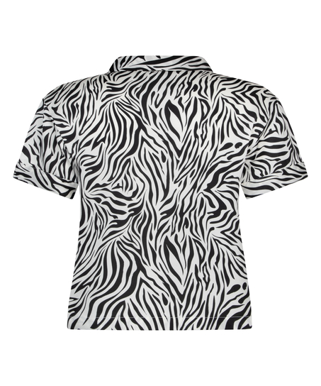 Veste &agrave; manches courtes en satin, Blanc