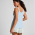 Rib Jersey Singlet met Kant, Blauw