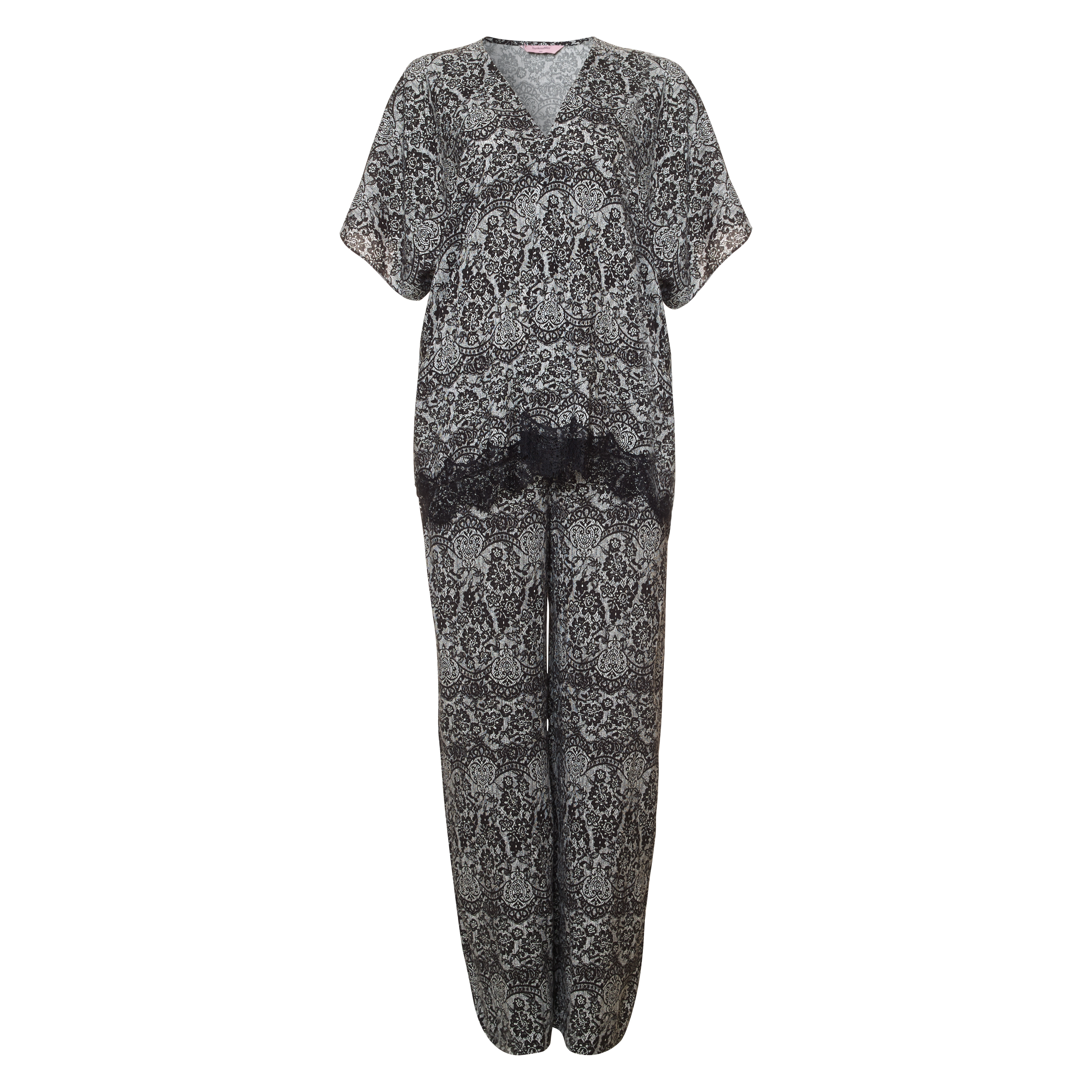 Kimono Macy lace print, Noir, main