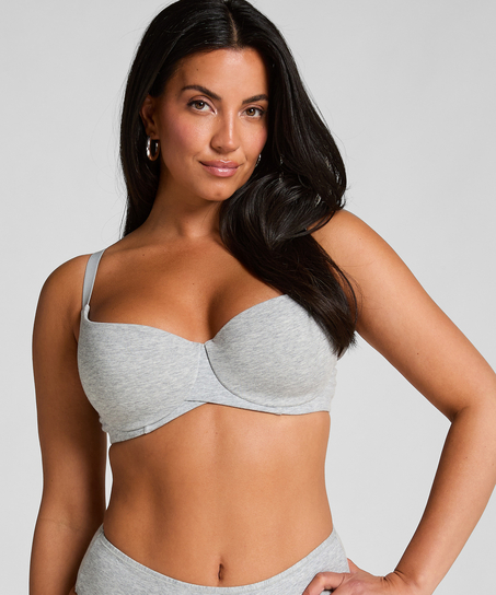 Soutien-gorge &agrave; armatures rembourr&eacute; en coton, Gris