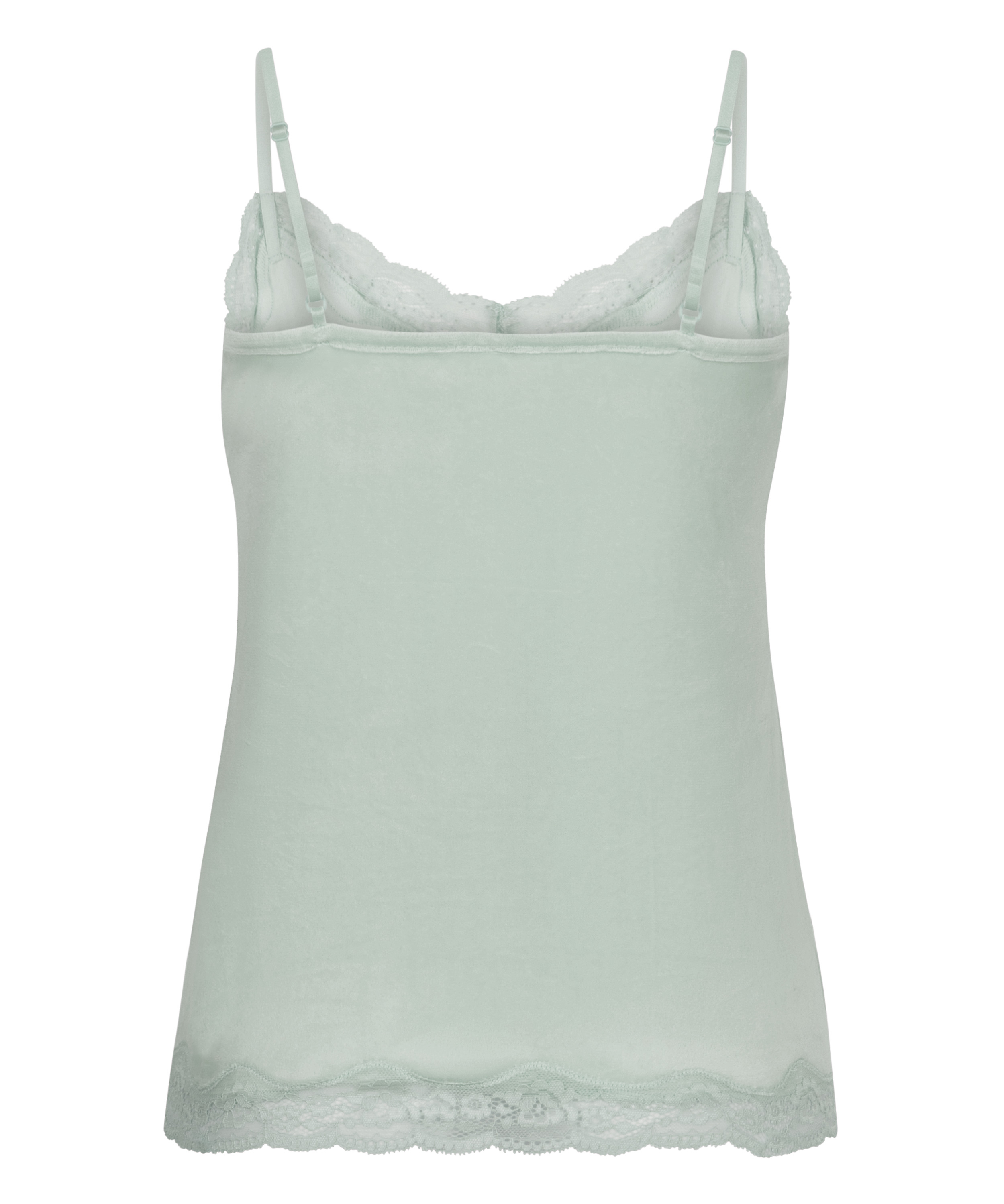 Camisole velours Dentelle, Vert, main