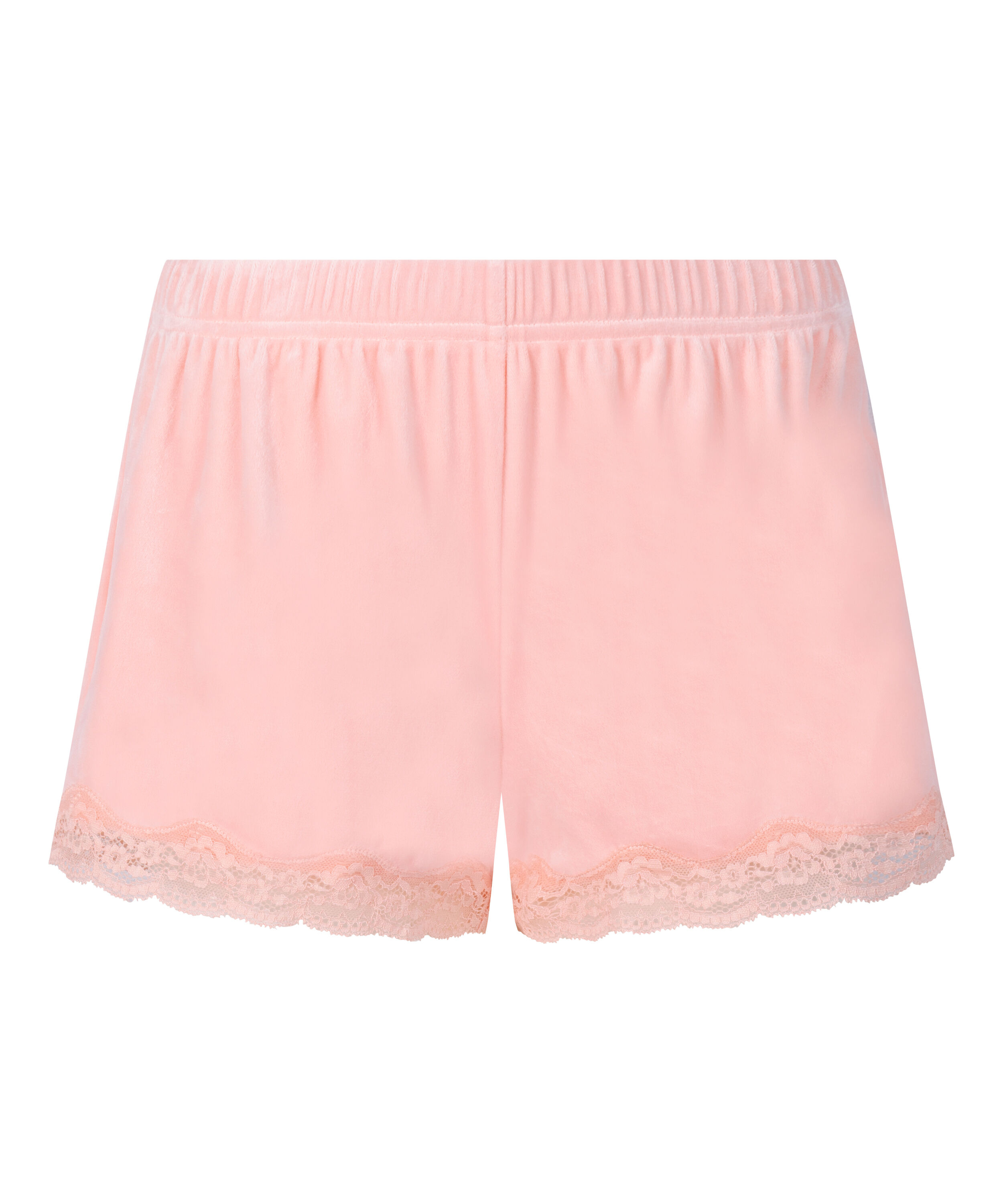 Short en velours &agrave; dentelle, Rose