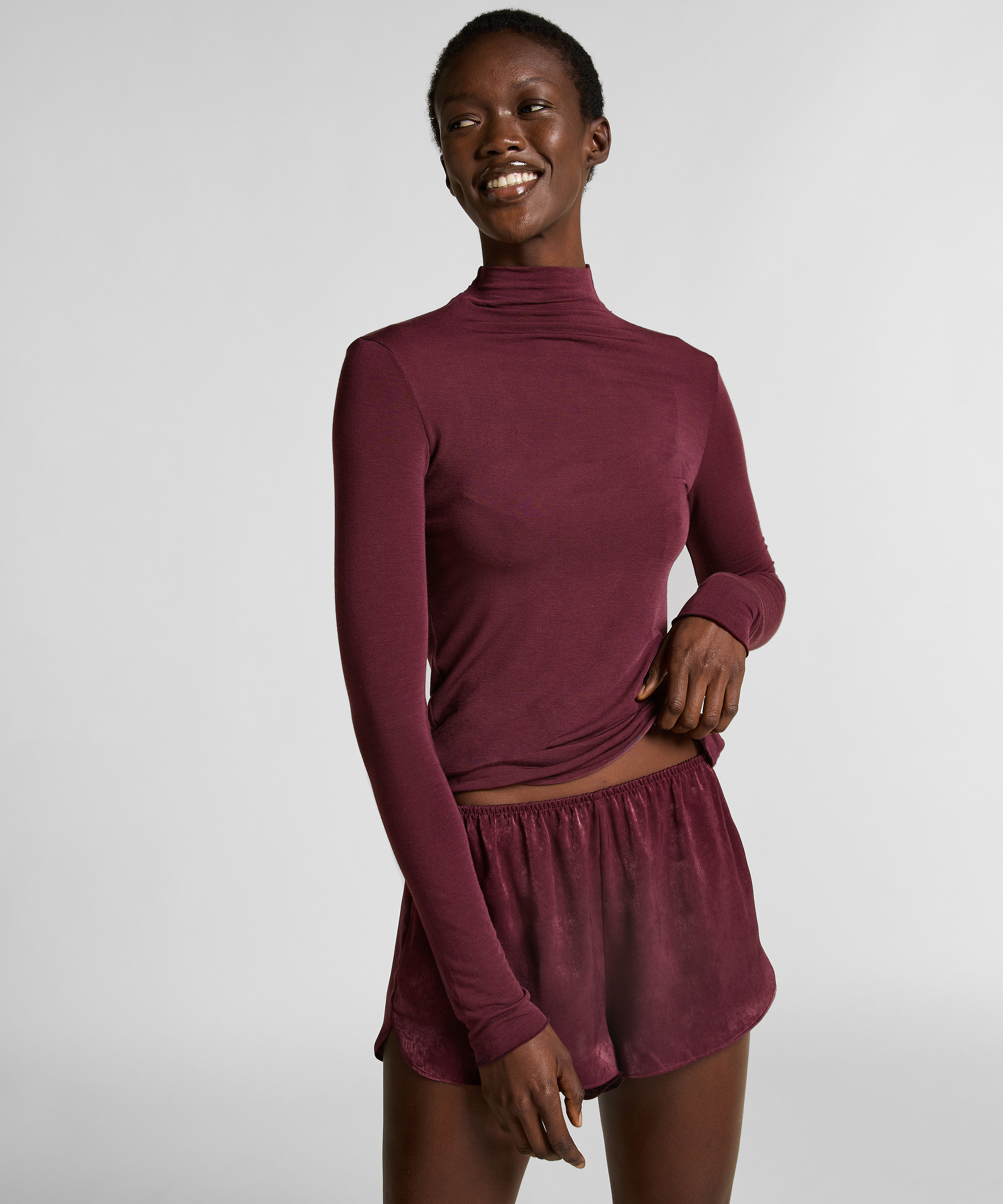 super soft Turtleneck shirt met Cashmere, Paars, main