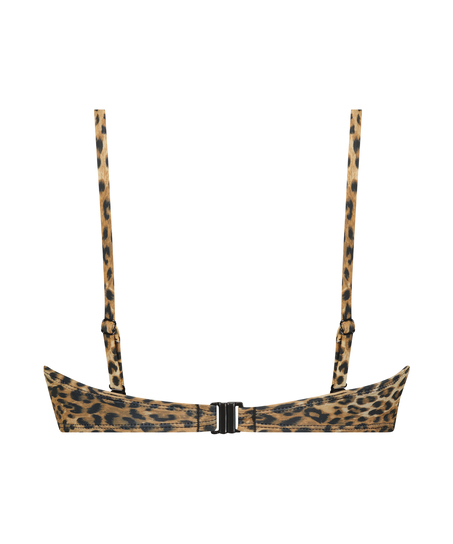 Haut de bikini préformé sans bretelles Leopard, Brun