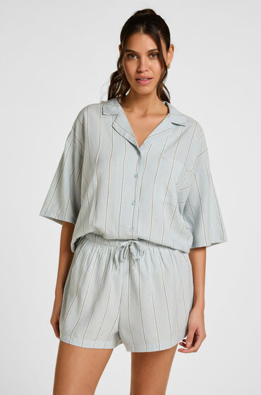 Hunkemöller Linnen Pyjama Short Blauw