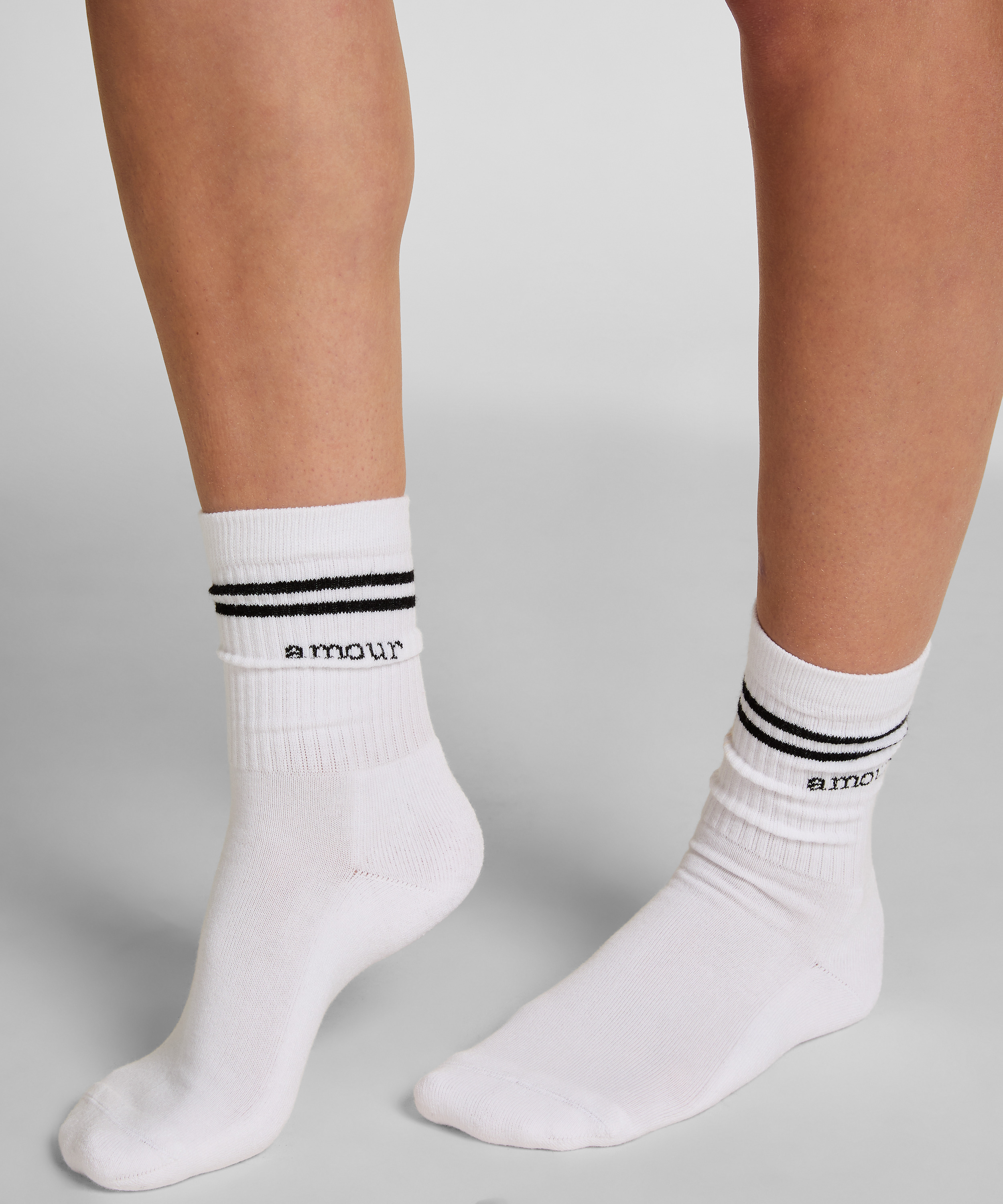 Chaussettes courtes en coton, Noir, main