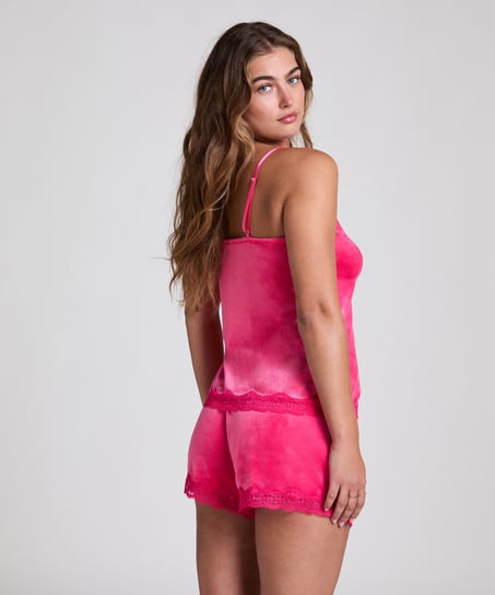 Cami top Velours Lace, Roze