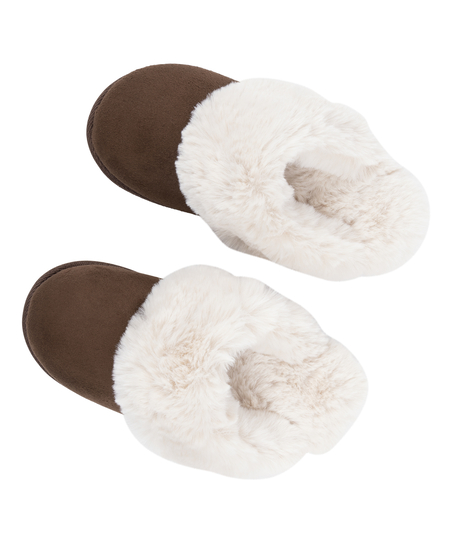 Muiltje van imitatiebont Betty, Bruin