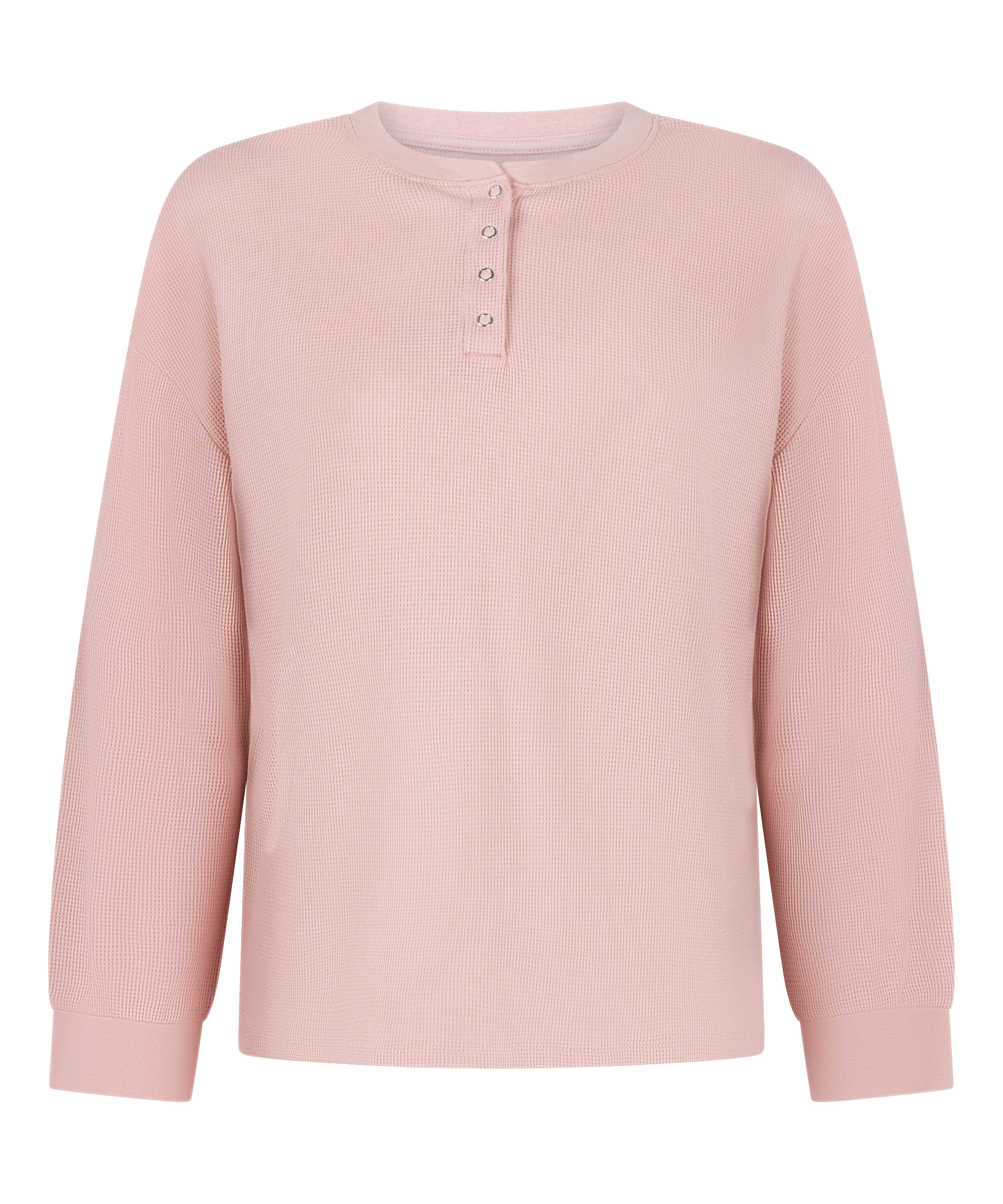 Top van wafelstof Henley, Roze