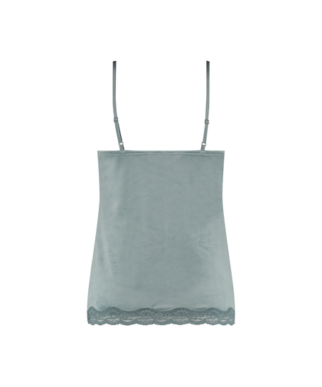 Cami top Velours Lace, Blauw