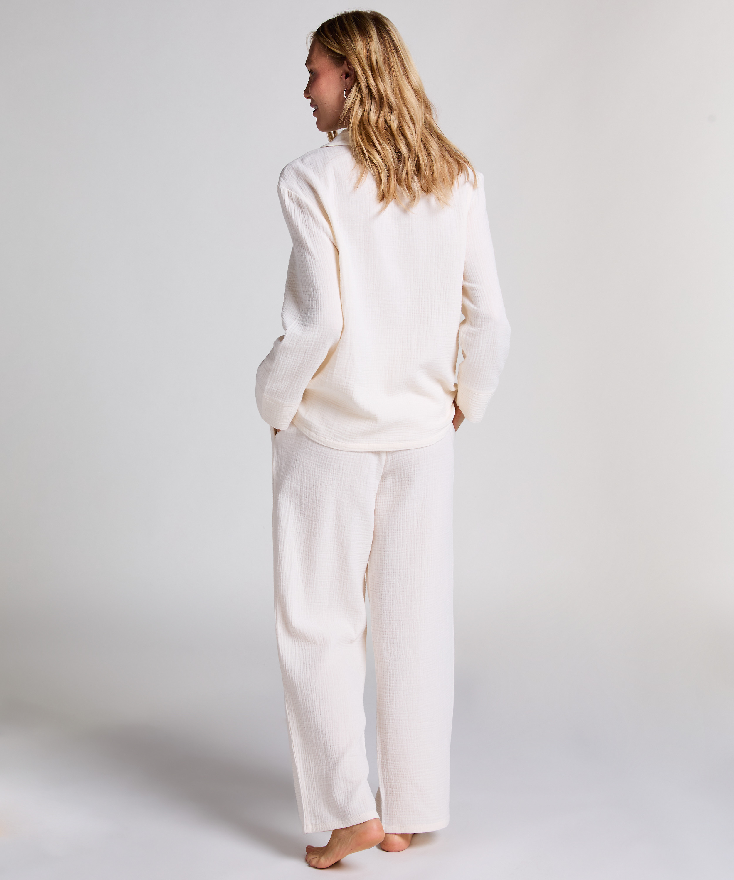 Pantalon en mousseline, Blanc, main