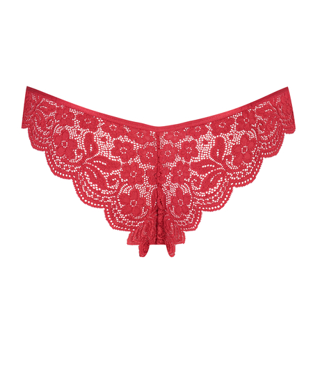 Slip br&eacute;silien jambe haute, Rouge