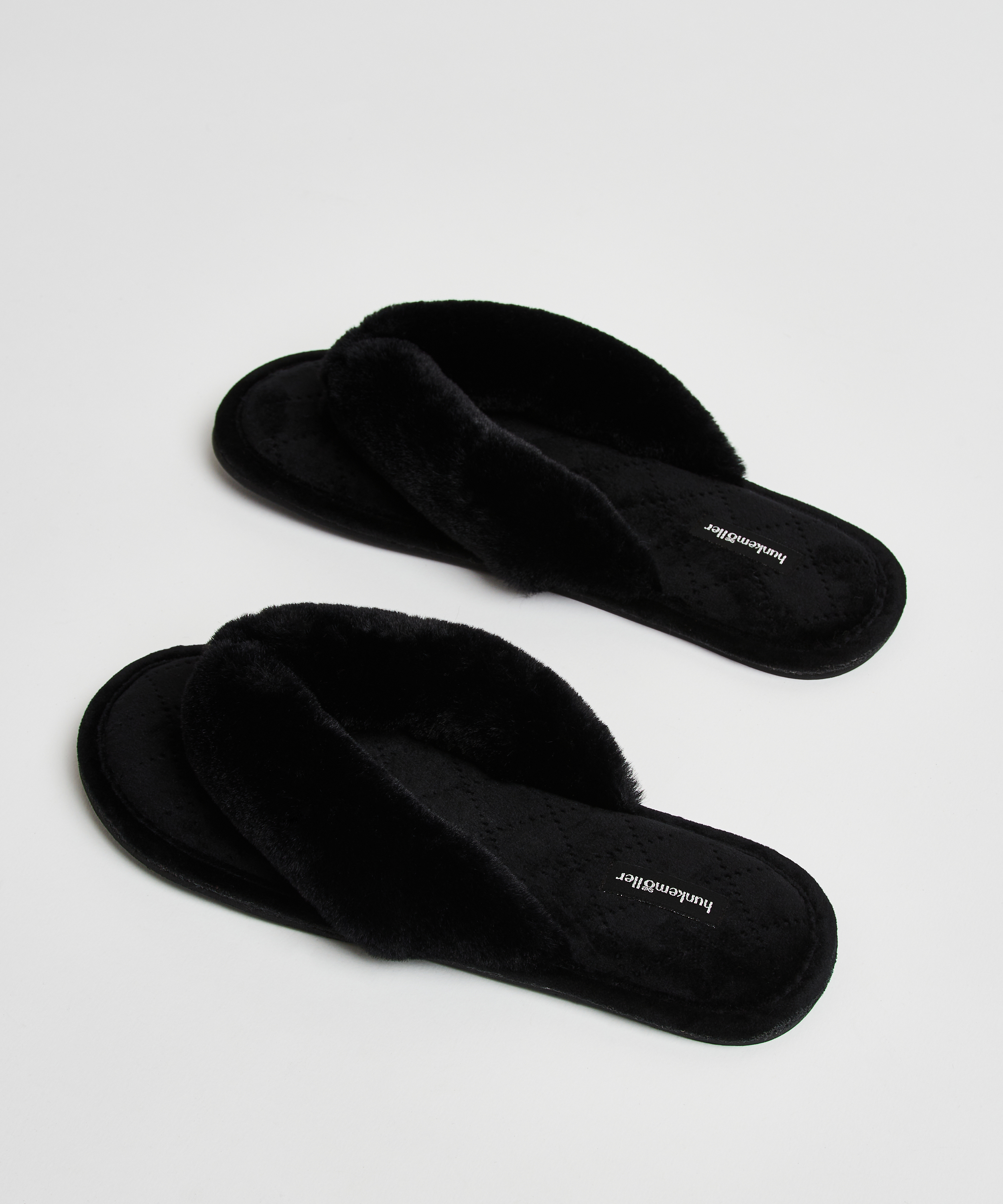 Slippers Velours fur, Zwart, main