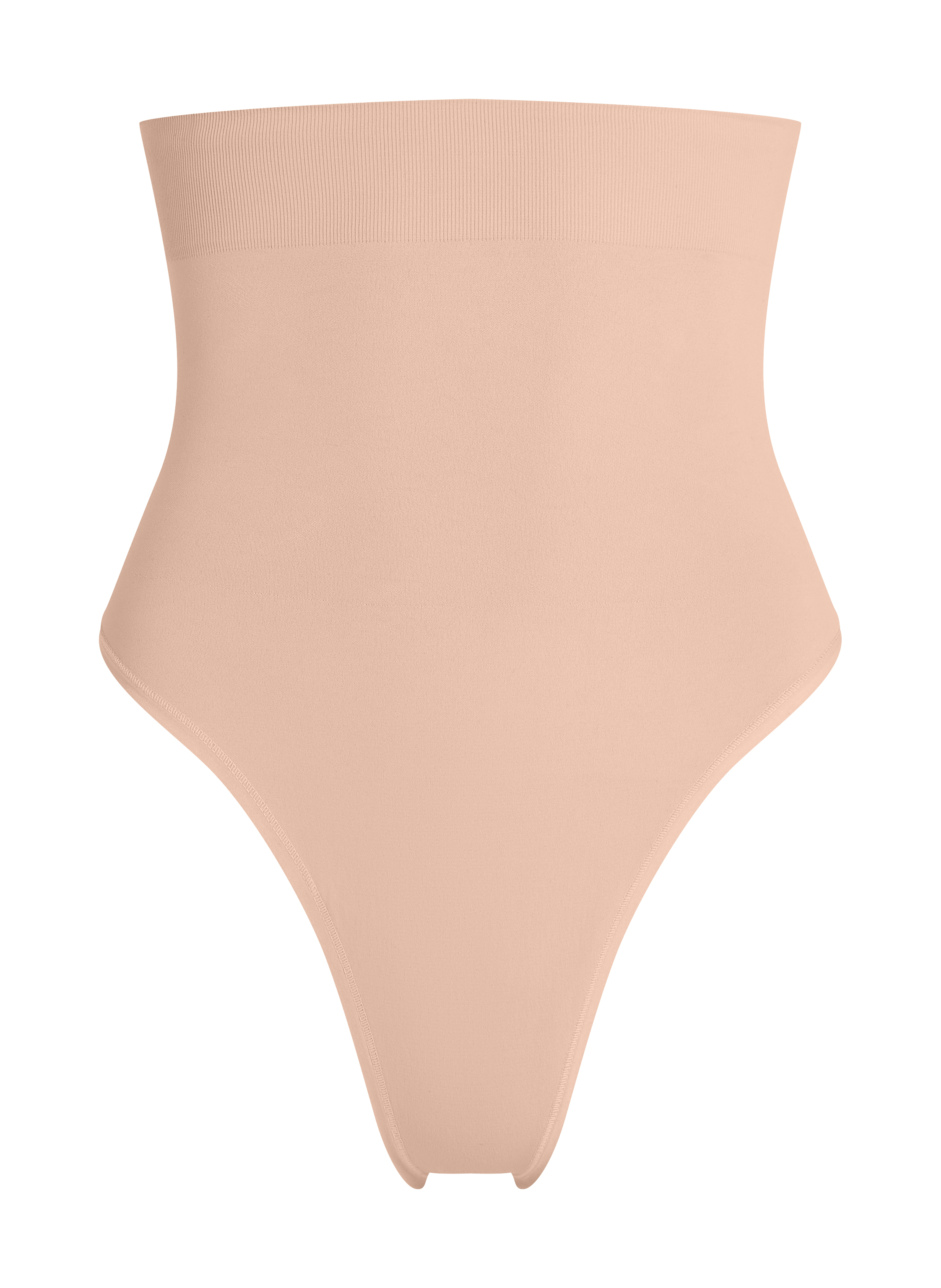 String taille haute à gaine sculptante sans coutures mise en forme, Beige, main