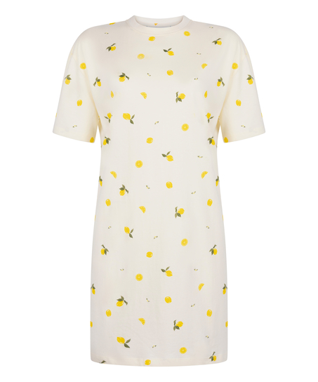 Nachthemd ronde hals, Wit