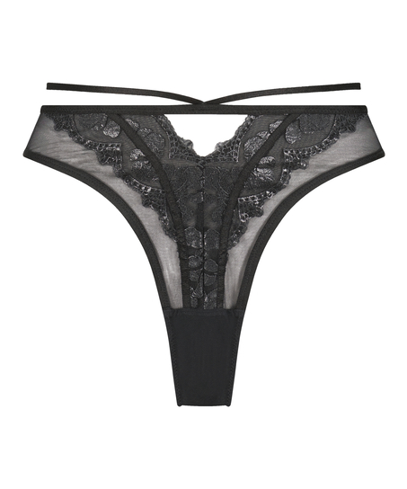 Slip br&eacute;silien taille haute Mila, Noir