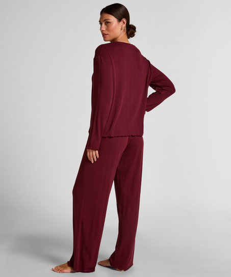 Pyjama Top Loose Pointelle, Rouge