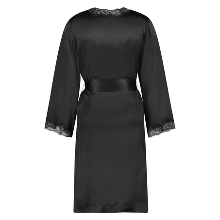 Kimono zijde lace trim, Zwart