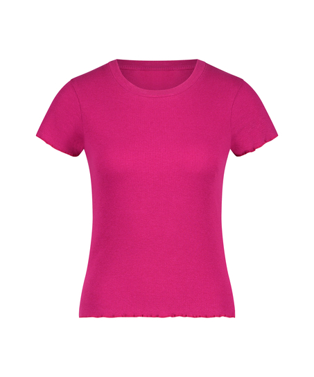 Shirt met korte mouwen Rib, Roze