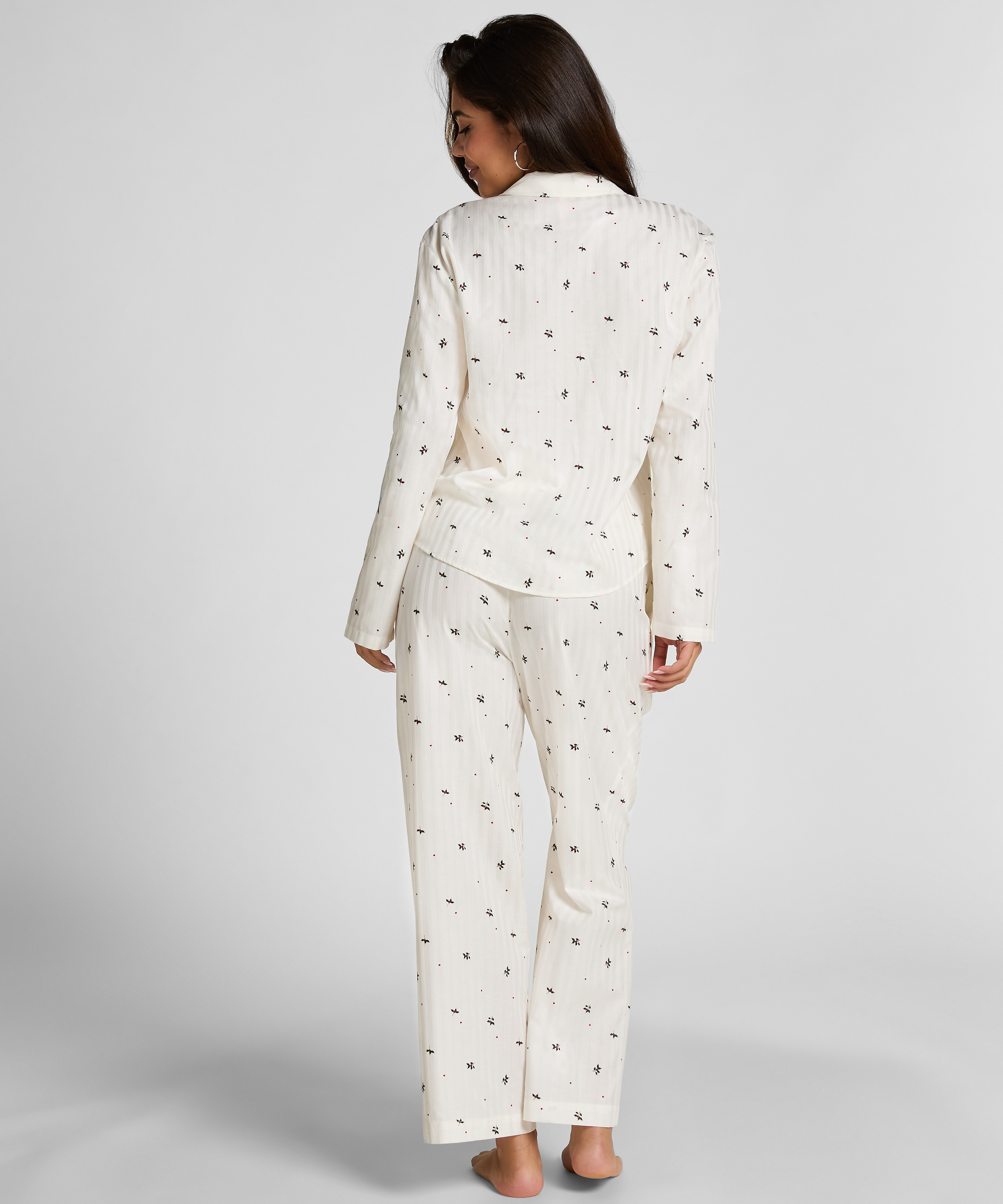 Jacquard Pyjamashirt met Lange Mouwen, Wit, main