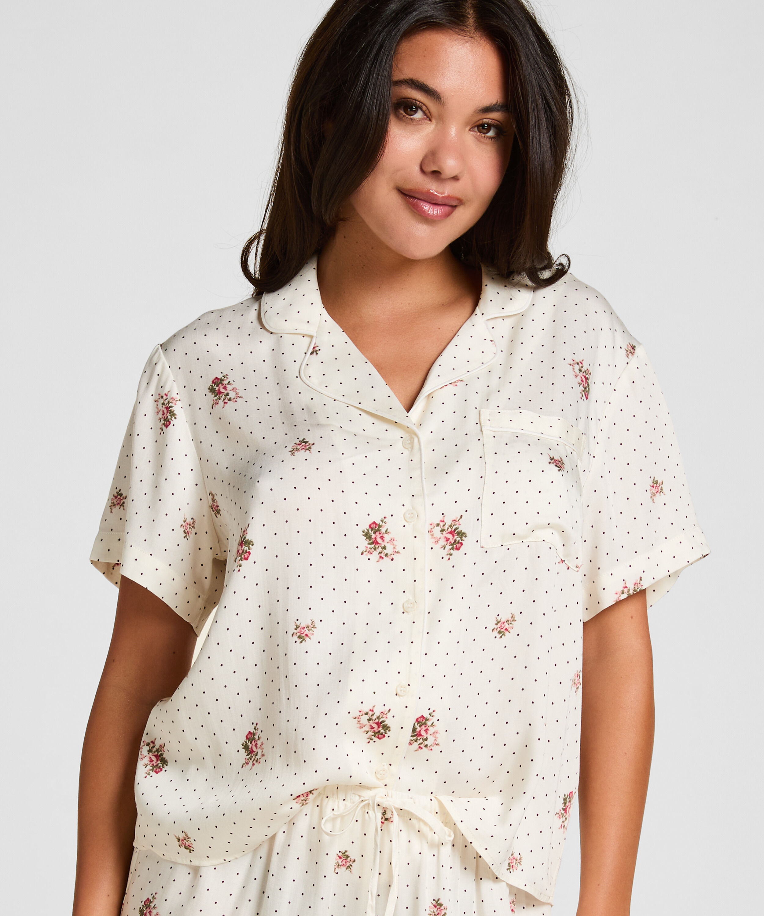 Pyjama Jacket Satin, Wit Pyjama Jacket Satin, Wit
