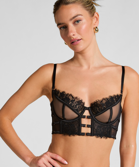 Soutien-gorge &agrave; armatures non-rembourr&eacute; longline Nienke, Noir