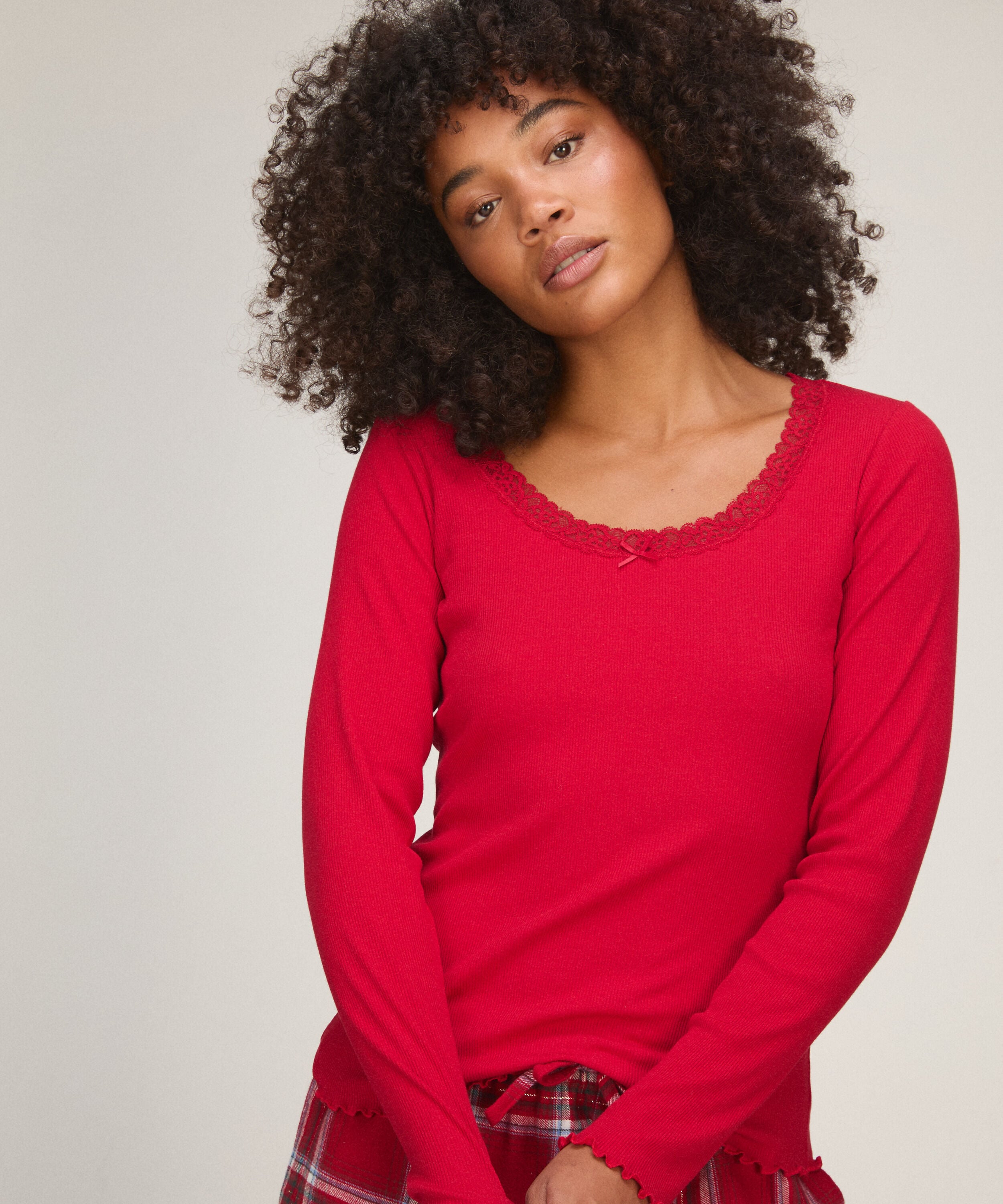 Top Jersey Lace, Rood Top Jersey Lace, Rood