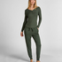 Pyjamatop met lange mouwen Henley, Groen
