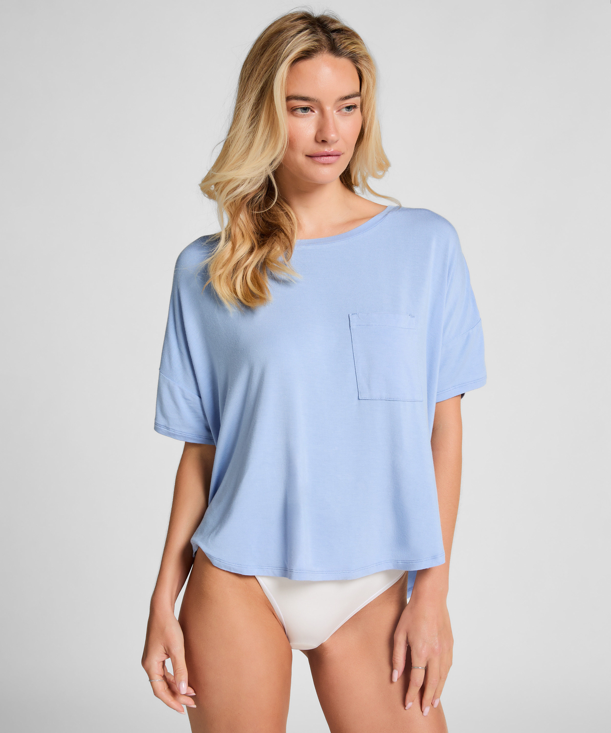 Top met korte mouwen, Blauw, main