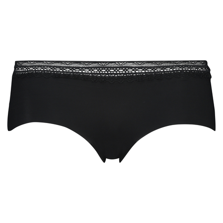 Invisible shorts lace waistband, Zwart