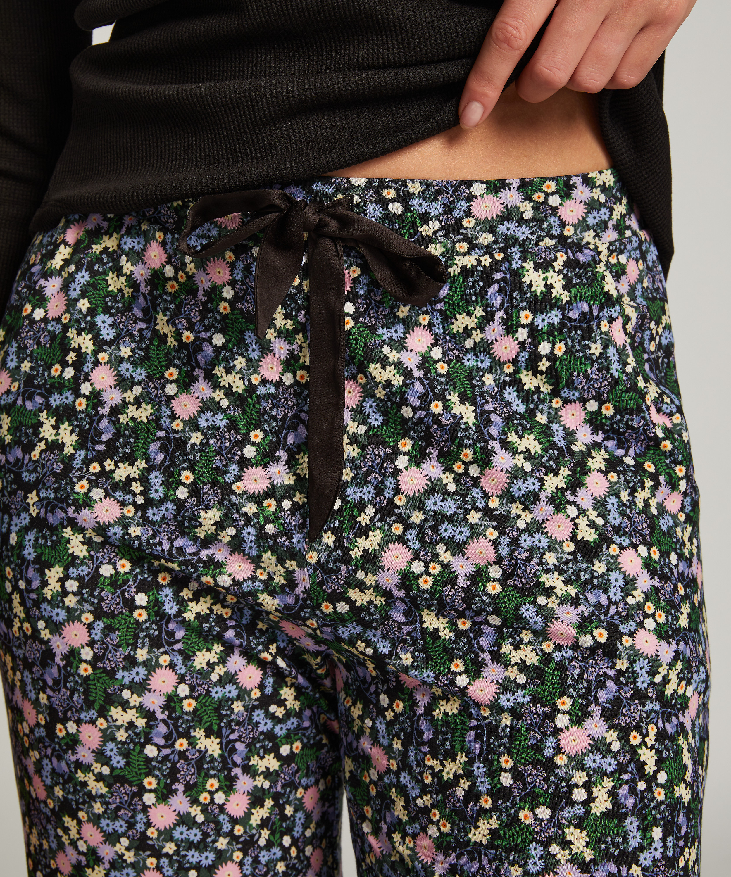 Pyjamabroek Jersey, Zwart, main