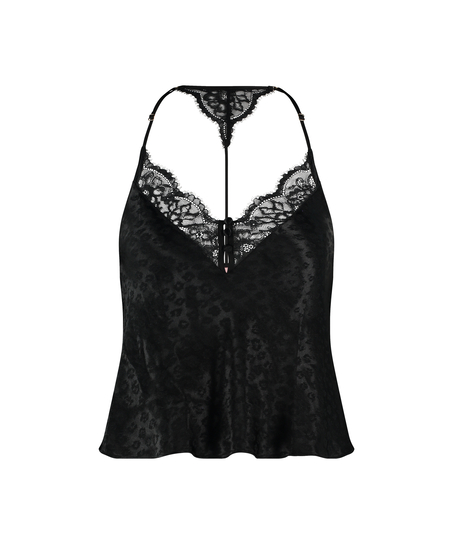 Cami top Leopard, Zwart
