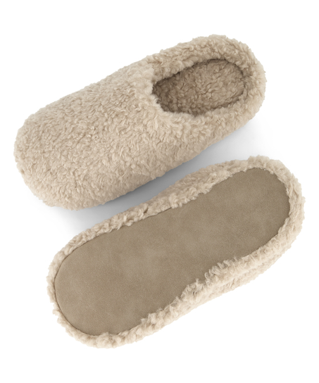 Teddy slippers, Beige