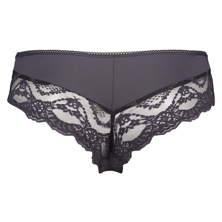 Ruched lacey brazilian micro contrast, Grijs