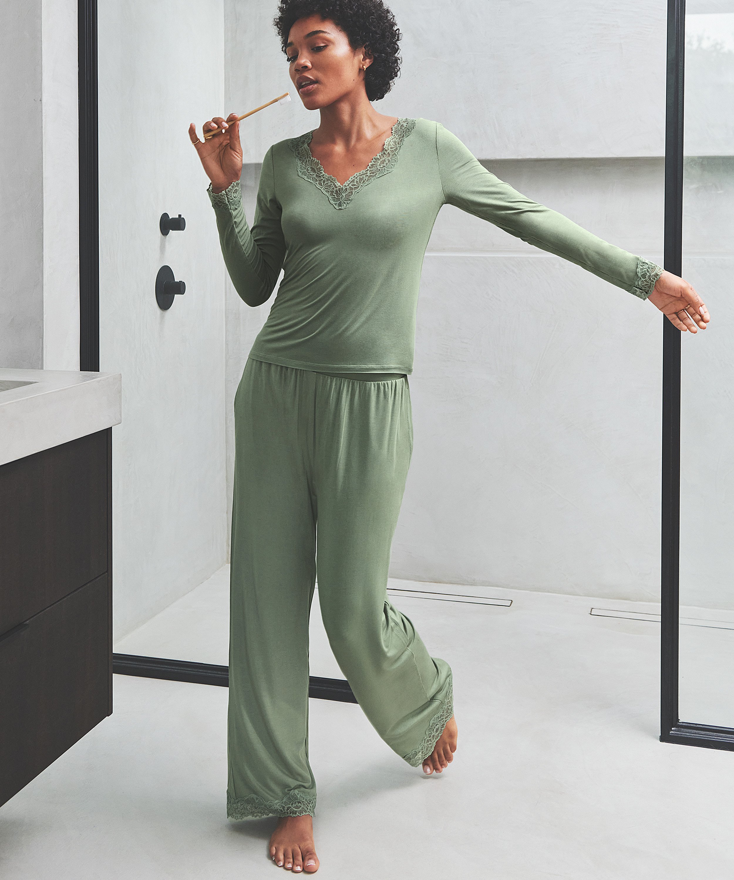 Pyjama set, Groen, main