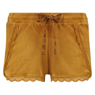 Pyjama short velours, Geel