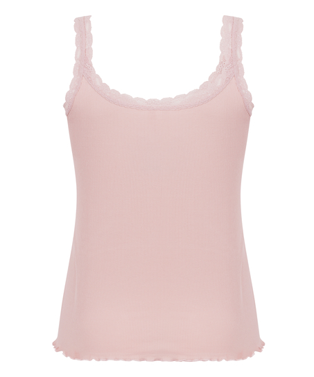 Cami Rib Lace, Roze