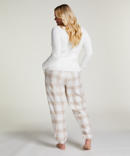 Pyjamatop met lange mouwen, Wit