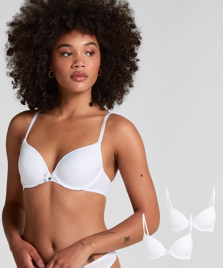 2-pack voorgevormde beugel bh, Wit