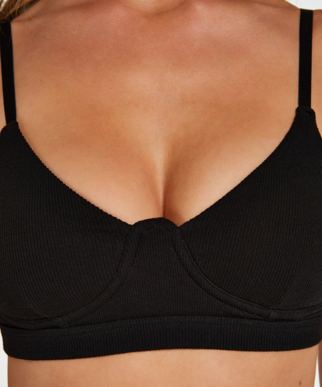 Bralette Rib Baddie, Zwart
