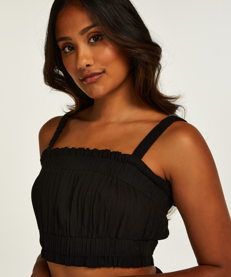 Crop top Ruched, Zwart