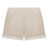 Short en velours &agrave; dentelle, Beige