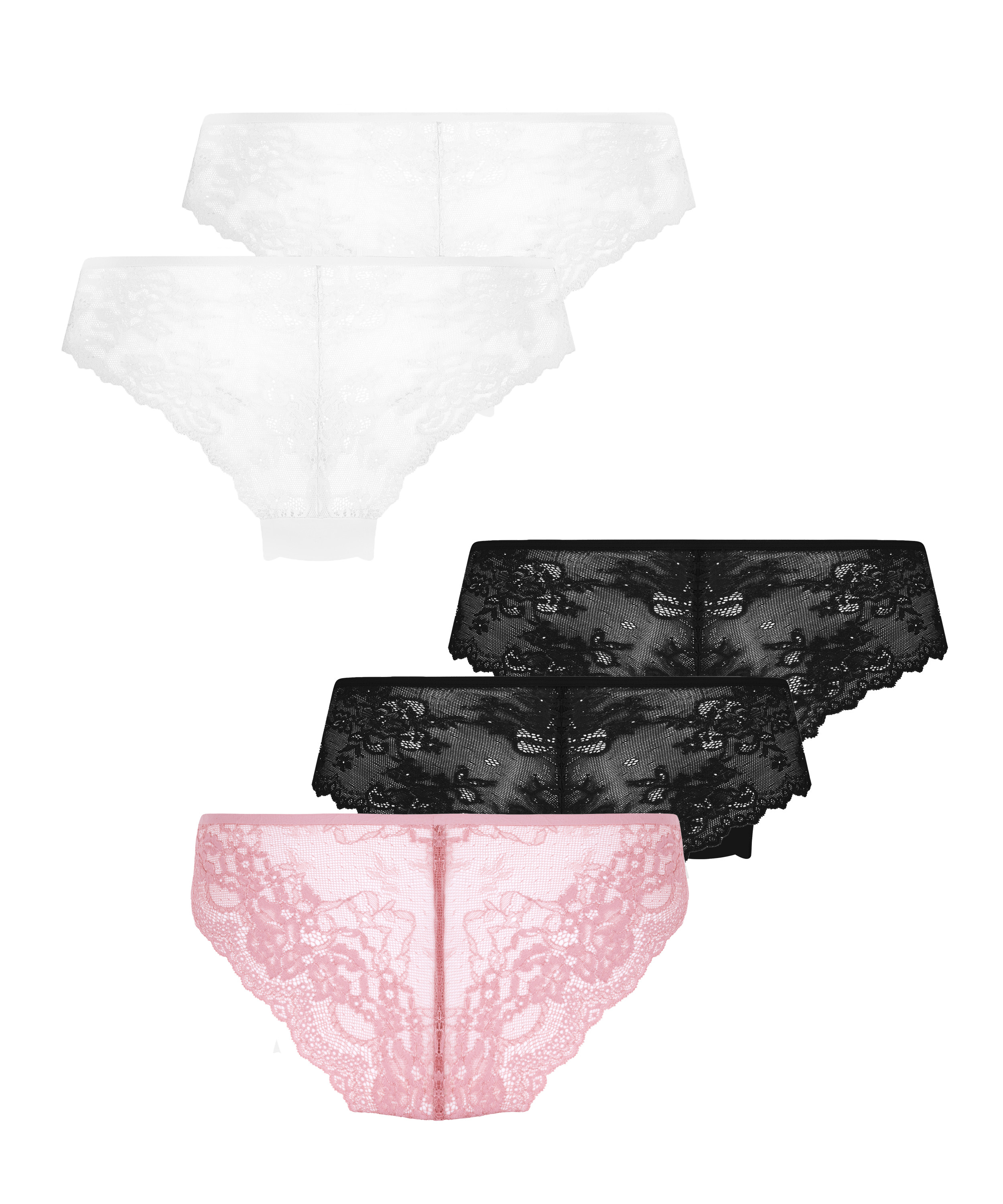 Lot de 5 slip brésilien invisible Lace Back, Rose, main