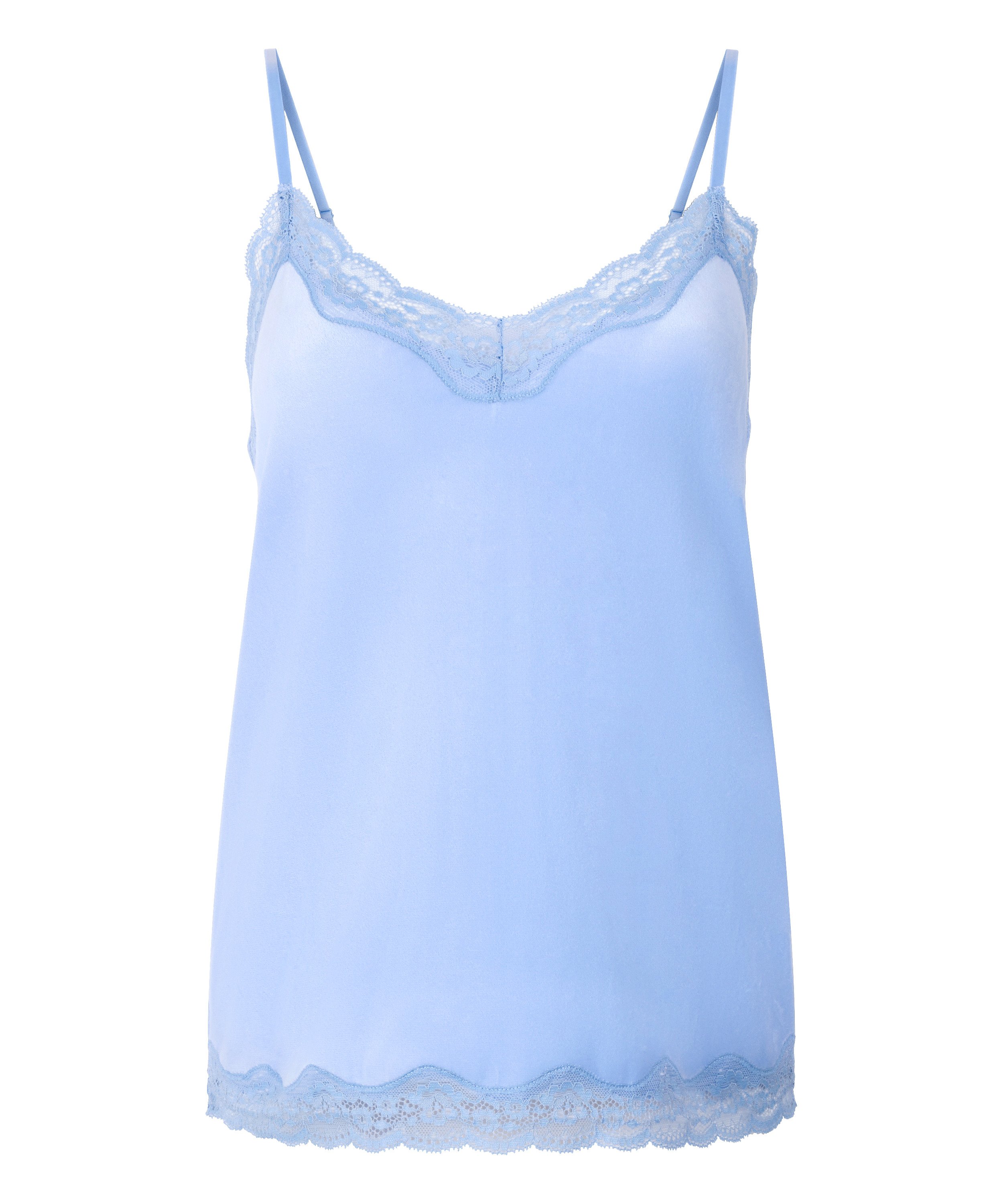 Camisole velours Dentelle, Bleu, main
