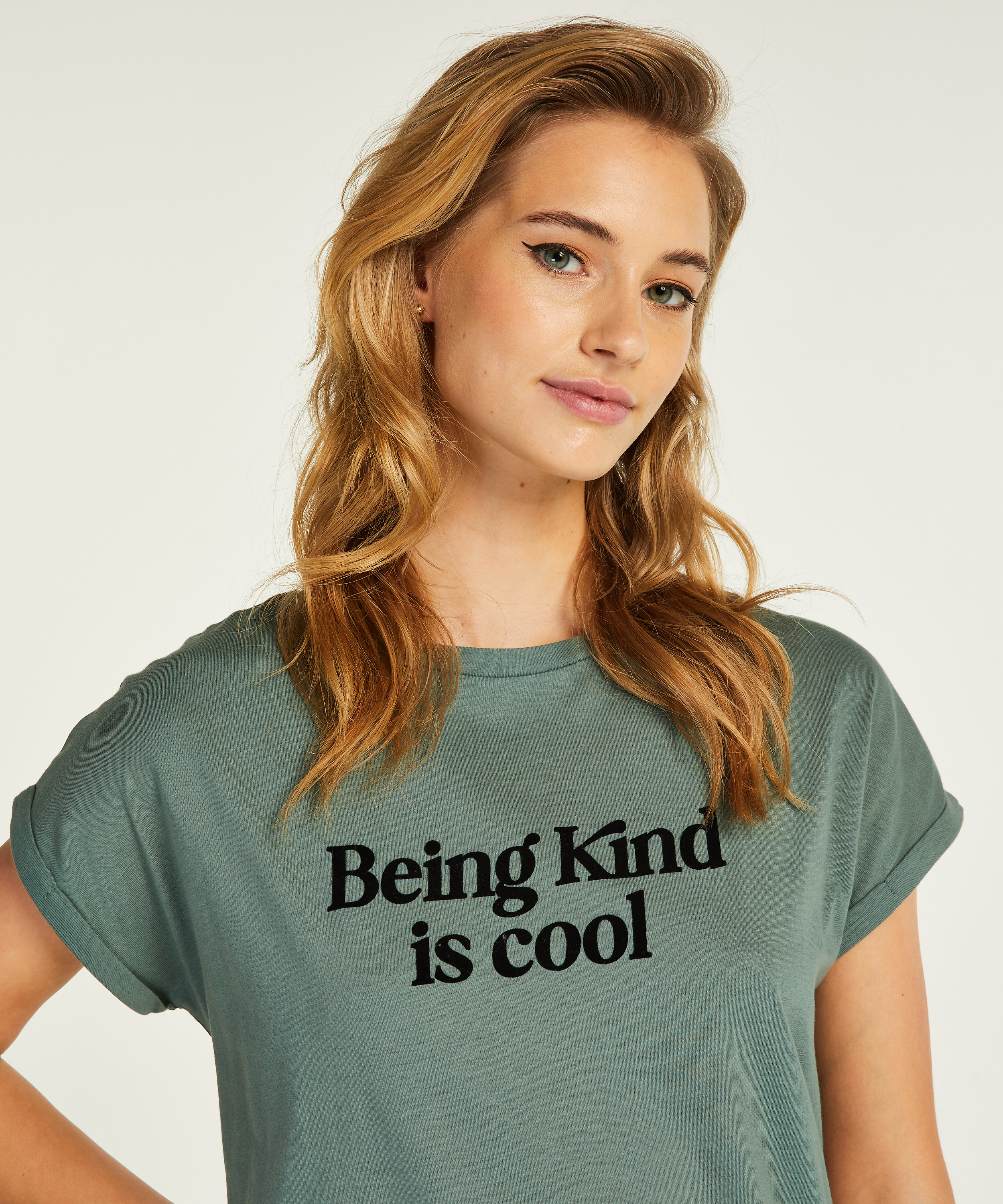 Chemise de nuit à encolure arrondie, Vert, main